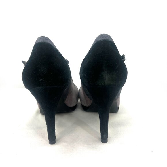 Boden Suede Black Gray T-Strap Heeled Pumps Women's Size 39 US 8 - Picture 8 of 10